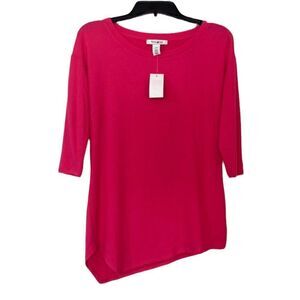 NWT White House Black Market Pink lightweight Sweater Size XXS Asymmetrical